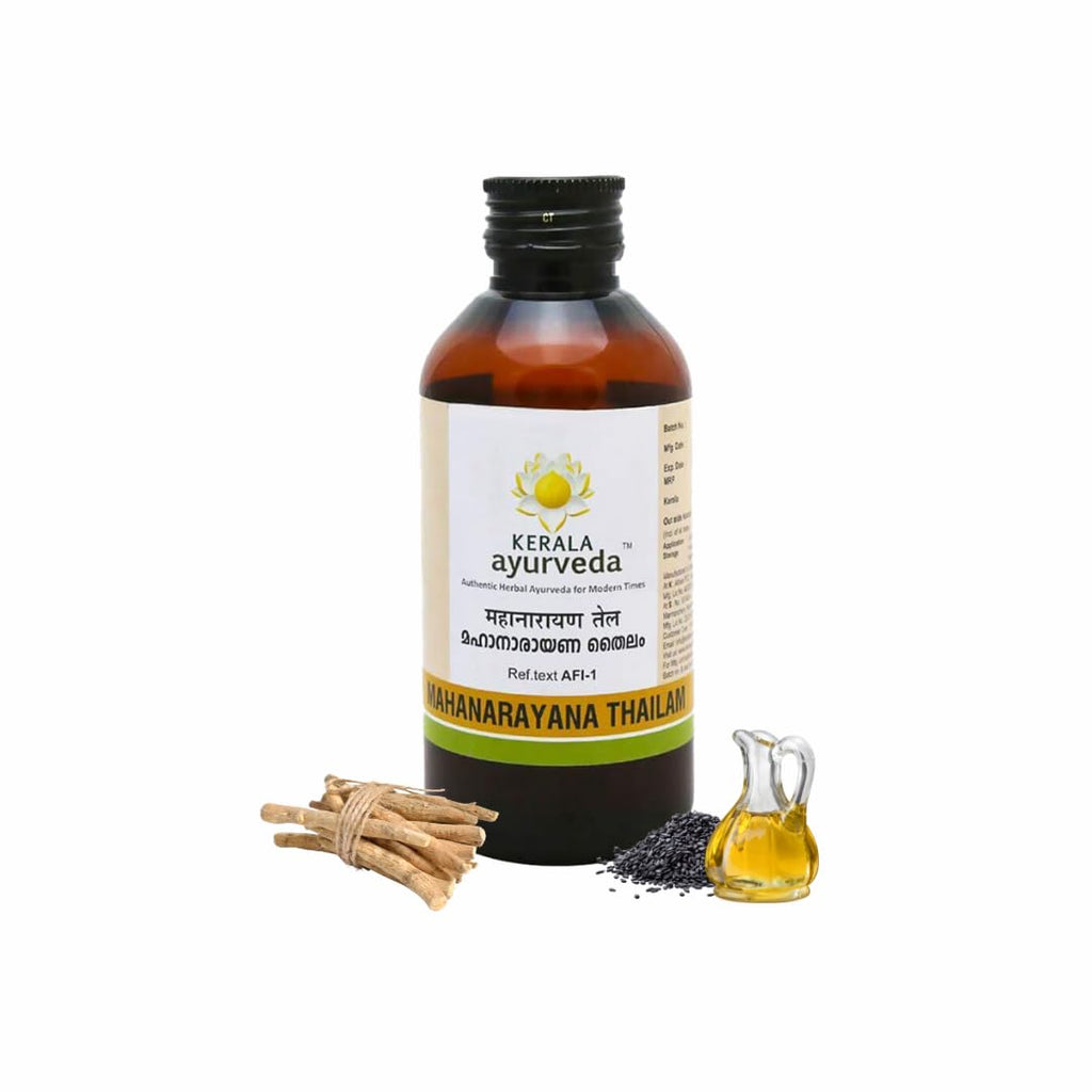 Kerala Ayurveda Mahanarayana Thailam | Ayurvedic Body Massage Oil for Full Body Relaxation, Joint Mobility & Muscle Relief | 58-Herb Til Oil infusion for Massage | 200 ml