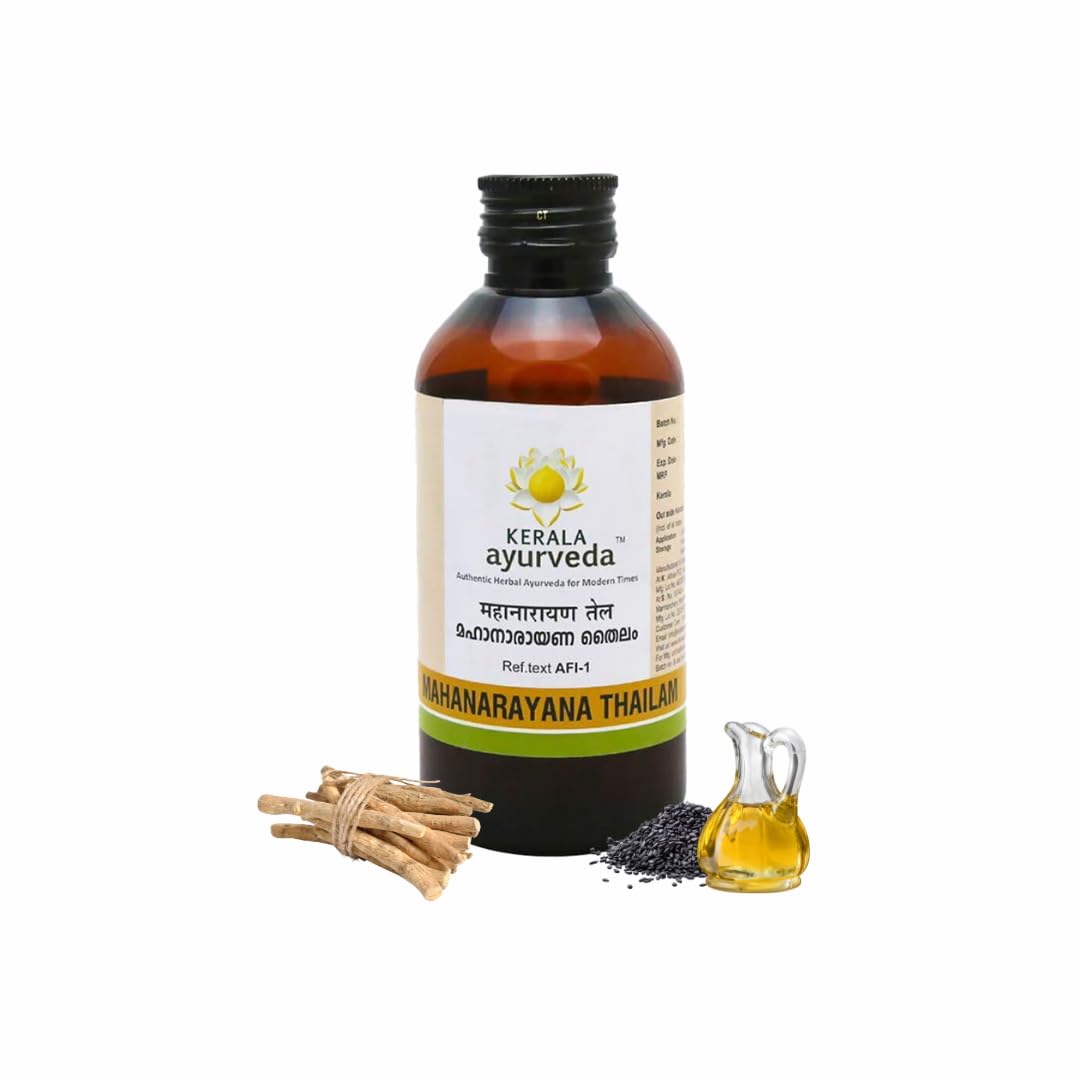 Kerala Ayurveda Mahanarayana Thailam | Ayurvedic Body Massage Oil for Full Body Relaxation, Joint Mobility & Muscle Relief | 58-Herb Til Oil infusion for Massage | 200 ml