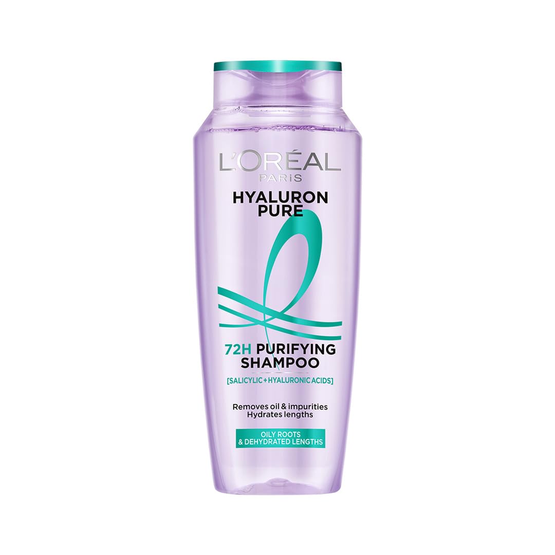 L’Oréal Paris Hyaluron Pure 72H Purifying Shampoo, For oily scalp & dry hair with salicylic and hyaluronic acid, 340 ml