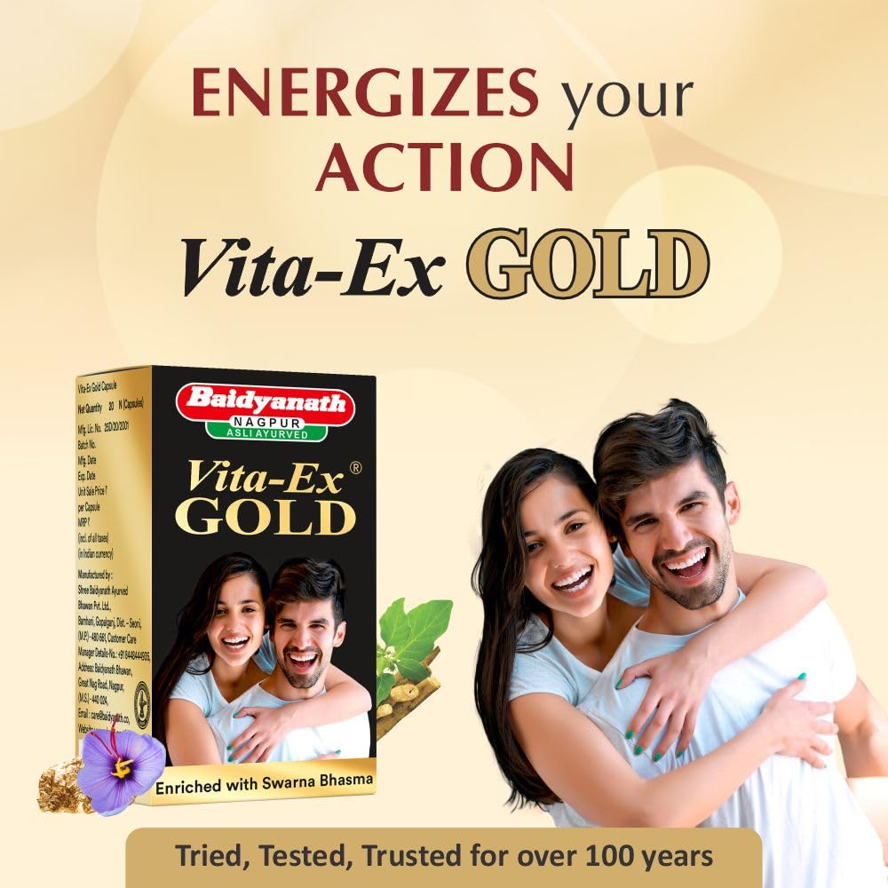 Baidyanath Asli Ayurved Vita Ex Gold I Stamina Booster I Pack Of 20 Capsules