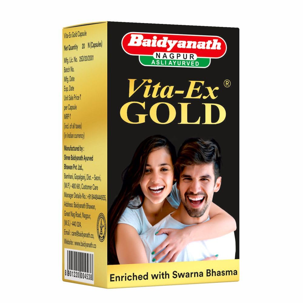 Baidyanath Asli Ayurved Vita Ex Gold I Stamina Booster I Pack Of 20 Capsules
