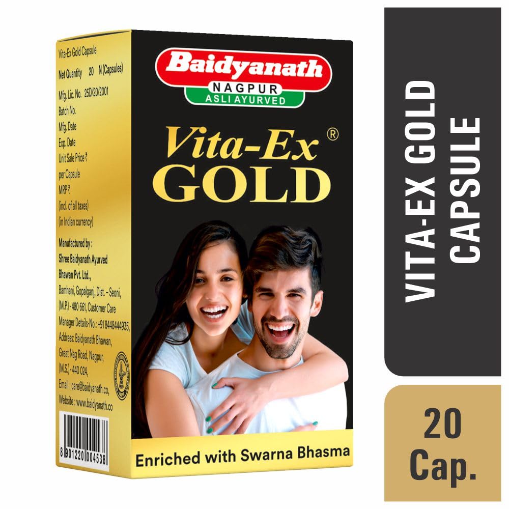 Baidyanath Asli Ayurved Vita Ex Gold I Stamina Booster I Pack Of 20 Capsules