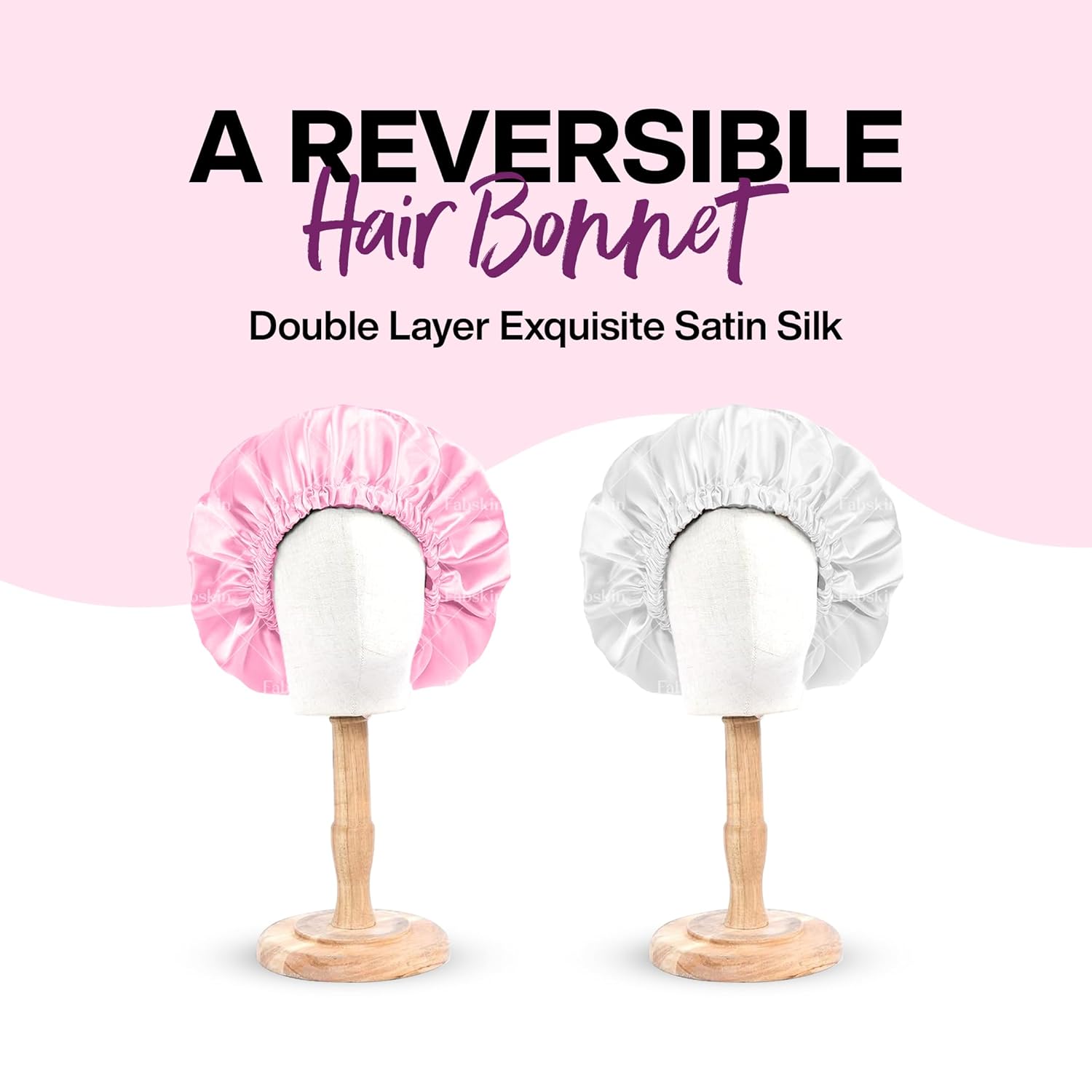 FABSKIN Luxury Satin Silk Hair Bonnet Cap for Sleeping with Satin Scrunchie | For Women & Girls | For Curly & All Hair Types