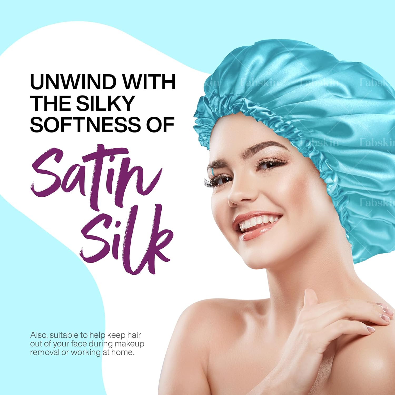FABSKIN Luxury Satin Silk Hair Bonnet Cap for Sleeping with Satin Scrunchie | For Women & Girls | For Curly & All Hair Types
