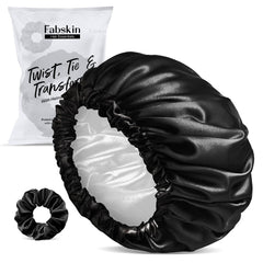 FABSKIN Luxury Satin Silk Hair Bonnet Cap for Sleeping with Satin Scrunchie | For Women & Girls | For Curly & All Hair Types