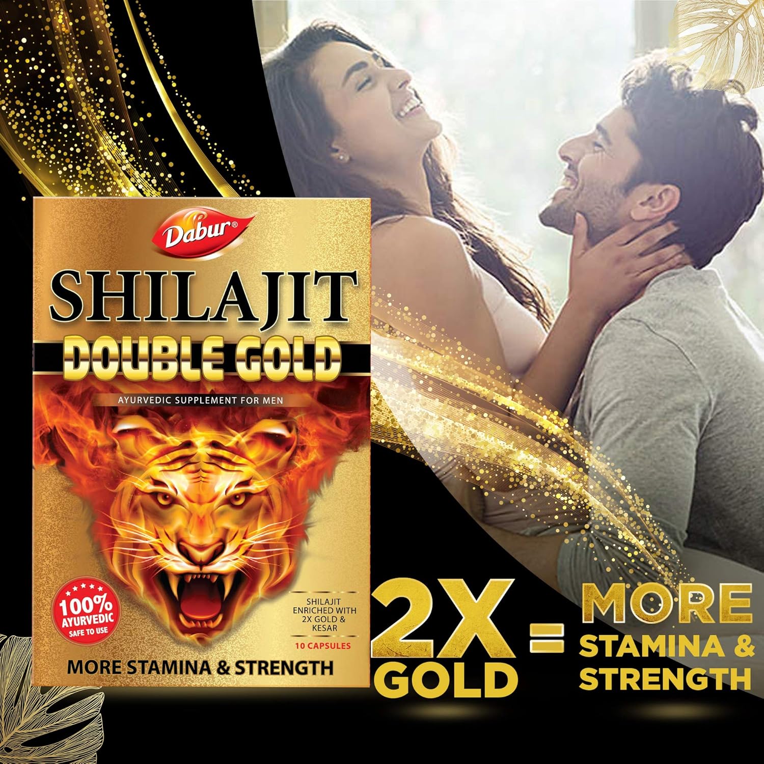DABUR Shilajit Double Gold-10 Capsules|2X Stamina&Strength|100% Ayurvedic Capsules